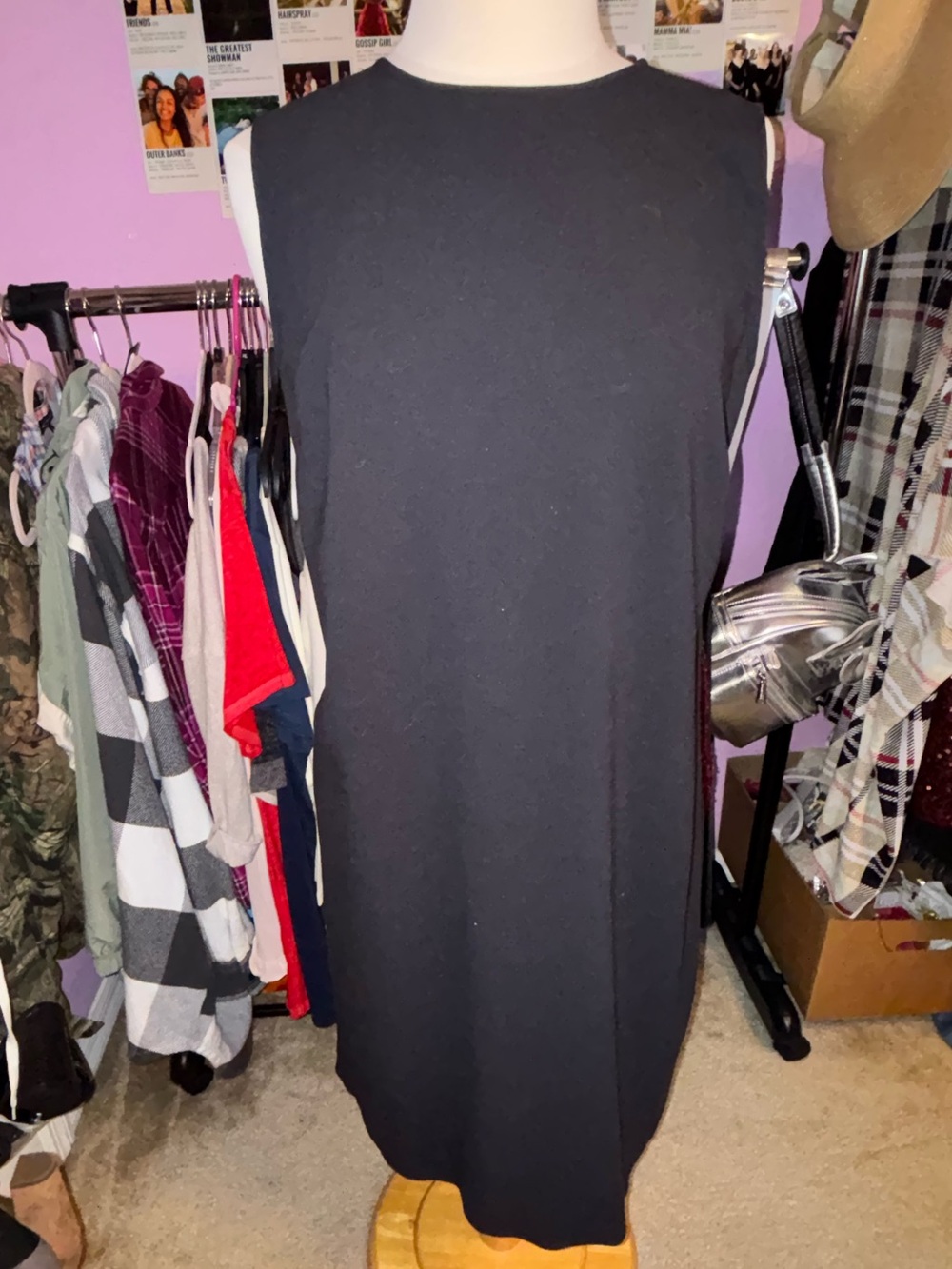 J. Jill Black Midi Sleeveless Shift Stretch Dress Size 12 Tall